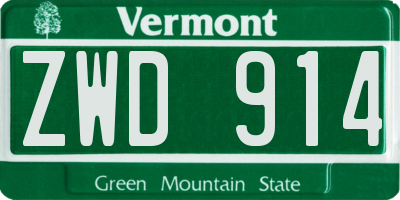 VT license plate ZWD914