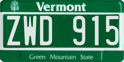 VT license plate ZWD915