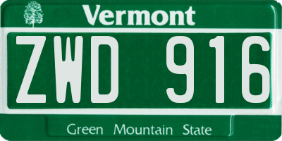 VT license plate ZWD916