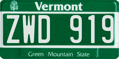 VT license plate ZWD919