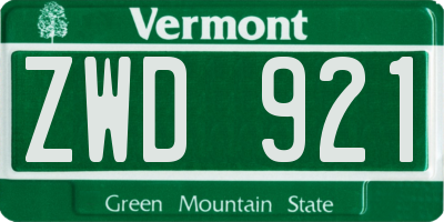 VT license plate ZWD921