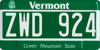 VT license plate ZWD924