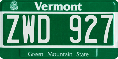 VT license plate ZWD927