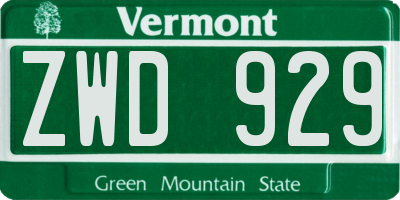 VT license plate ZWD929
