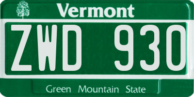 VT license plate ZWD930