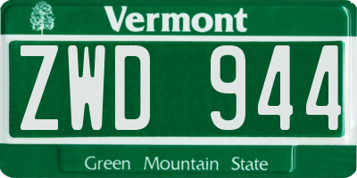 VT license plate ZWD944