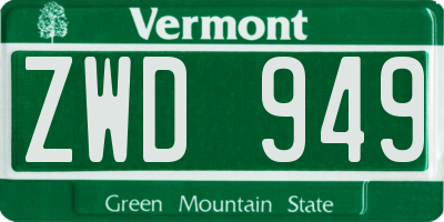 VT license plate ZWD949