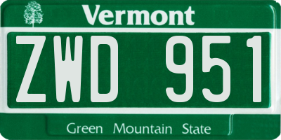 VT license plate ZWD951