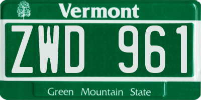 VT license plate ZWD961