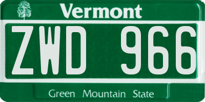 VT license plate ZWD966