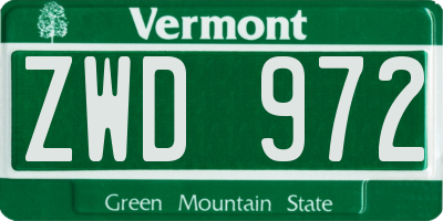 VT license plate ZWD972