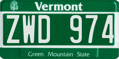 VT license plate ZWD974
