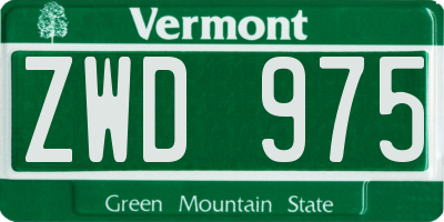 VT license plate ZWD975