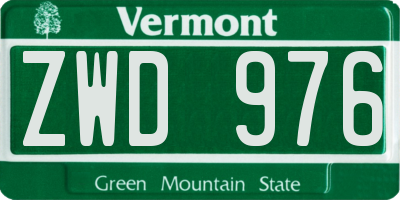 VT license plate ZWD976