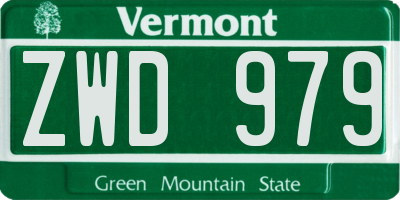 VT license plate ZWD979