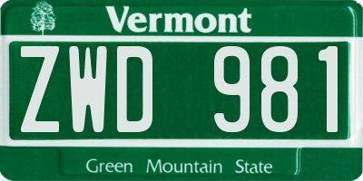 VT license plate ZWD981
