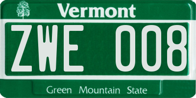 VT license plate ZWE008