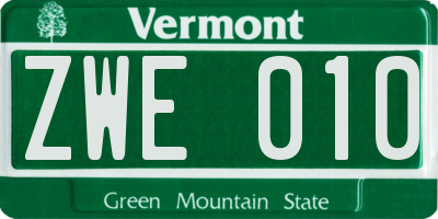 VT license plate ZWE010