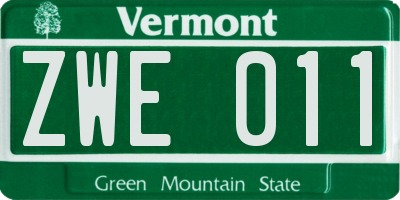 VT license plate ZWE011