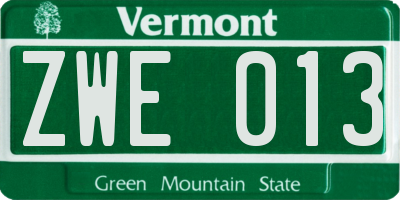 VT license plate ZWE013