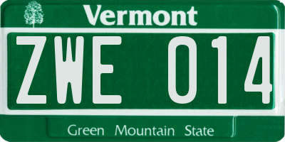 VT license plate ZWE014