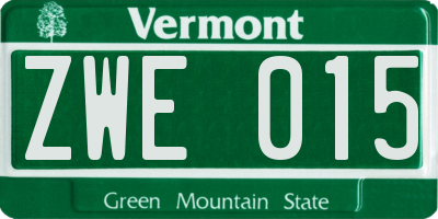 VT license plate ZWE015