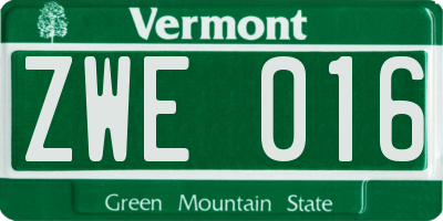 VT license plate ZWE016