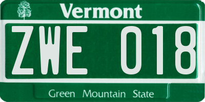 VT license plate ZWE018