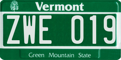 VT license plate ZWE019