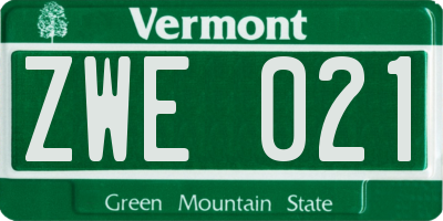 VT license plate ZWE021