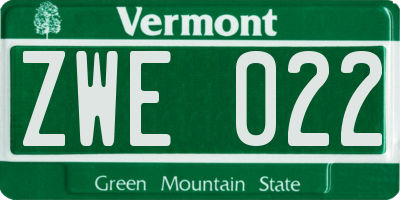 VT license plate ZWE022