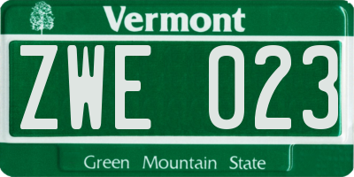 VT license plate ZWE023
