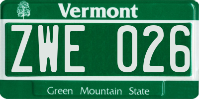 VT license plate ZWE026