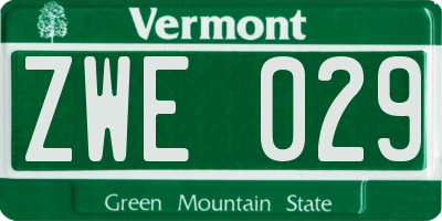 VT license plate ZWE029