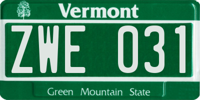 VT license plate ZWE031