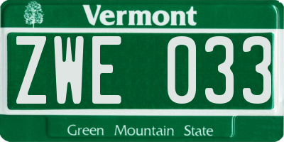 VT license plate ZWE033