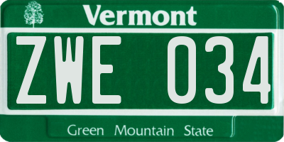 VT license plate ZWE034