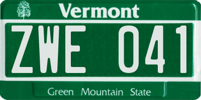 VT license plate ZWE041