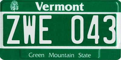 VT license plate ZWE043