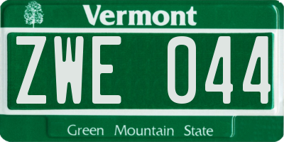 VT license plate ZWE044