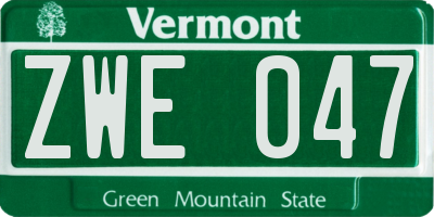 VT license plate ZWE047