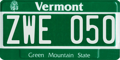 VT license plate ZWE050