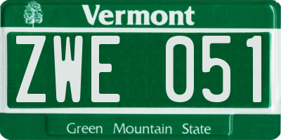 VT license plate ZWE051