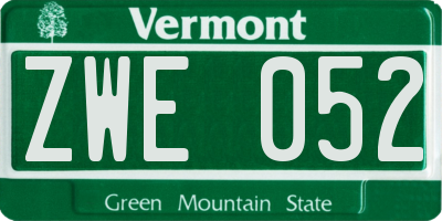 VT license plate ZWE052