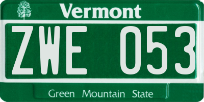 VT license plate ZWE053