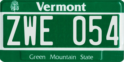 VT license plate ZWE054