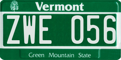 VT license plate ZWE056