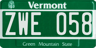 VT license plate ZWE058