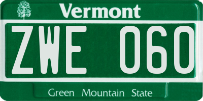VT license plate ZWE060