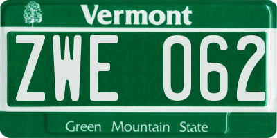 VT license plate ZWE062